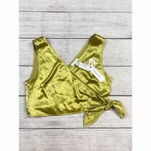 Topshop Satin Sleeveless Tie Top Olive -10
